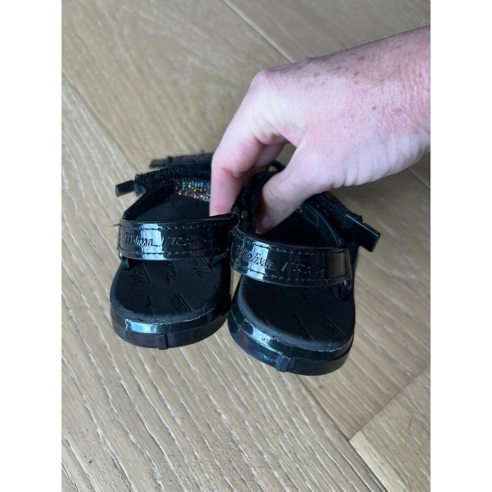 Mini Melissa Rainbow Metallic Black Jelly Gladiator Sandals Toddler Girls sz 9c